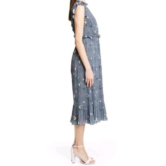 Ted Baker Toppaz Oracle Pleated Midi Dress Gray Women’s 3 Size 8 Floral Formal - Picture 5 of 16